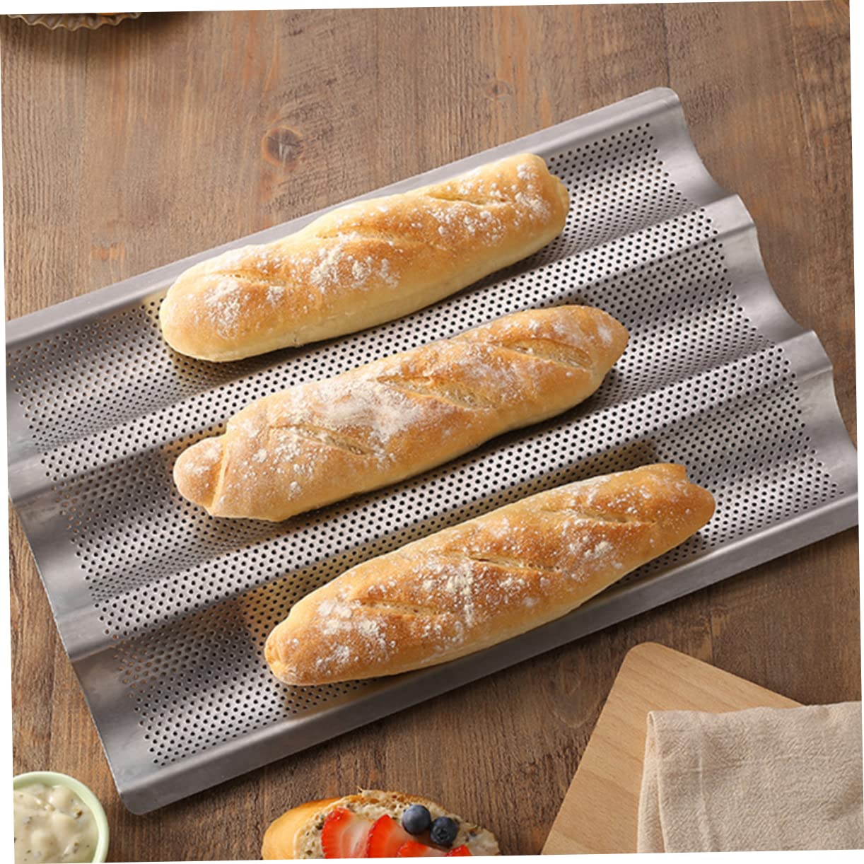 Garneck 2 Stück Edelstahl Baguette Backform mit Antihaftbeschichtung Mehrzweck Brotbackform für Küche und Bäckerei Geeignet für Französisches Brot Backen