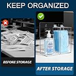 SEANADO Mask Dispenser and Hand Sanitizer Holder Stand Wall Mount or Countertop, Hygiene Station with 2 Compartment Clear Box Dispenser for Disposable Masks, Hairnets