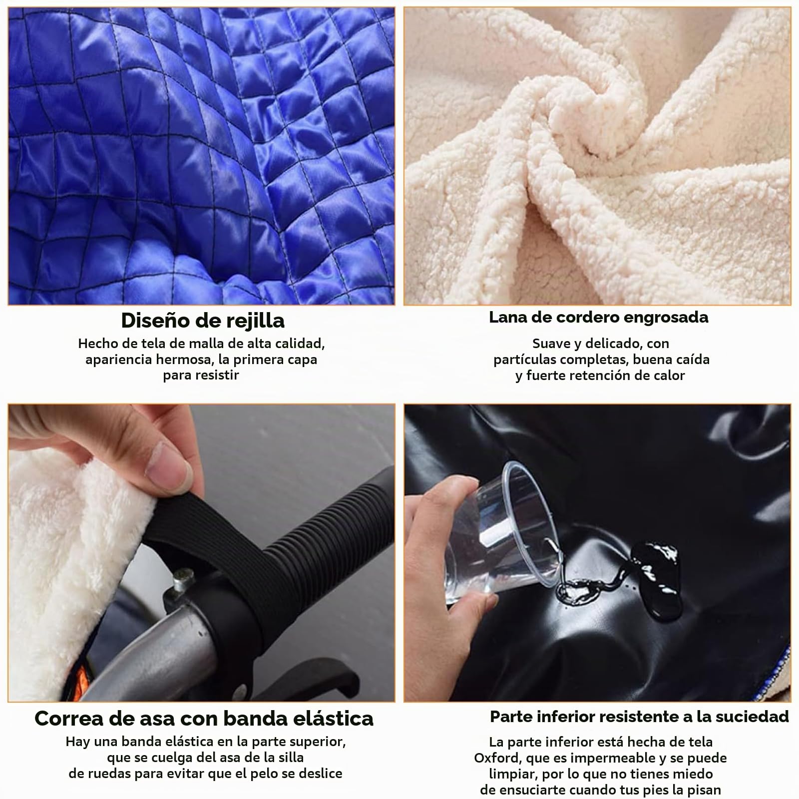 Manta Cálida a Prueba Viento para Silla Ruedas Piernas Ajuste Universal, Bolsa Antideslizante para Silla Ruedas Invierno, para Adultos,Saco Manta Felpa Gruesa para Rodillas para Usuarios Sillas Ruedas