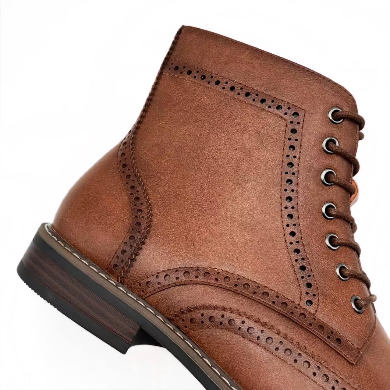 Finishing & Sewing Bottes à bout ailé pour homme, style brogue classique, chaussures habillées à lacets Oxford