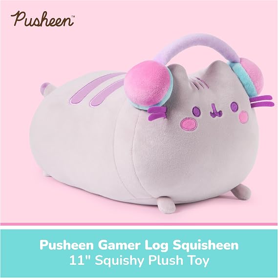 GUND Pusheen Gamer Squisheen 11-Inch Squishy Plush Toy; Ages 8+ | Promotes Exciting Character Roleplay, Early Sensory Discovery, and Creative Storytelling; Soft, Comforting, Collectible Plush