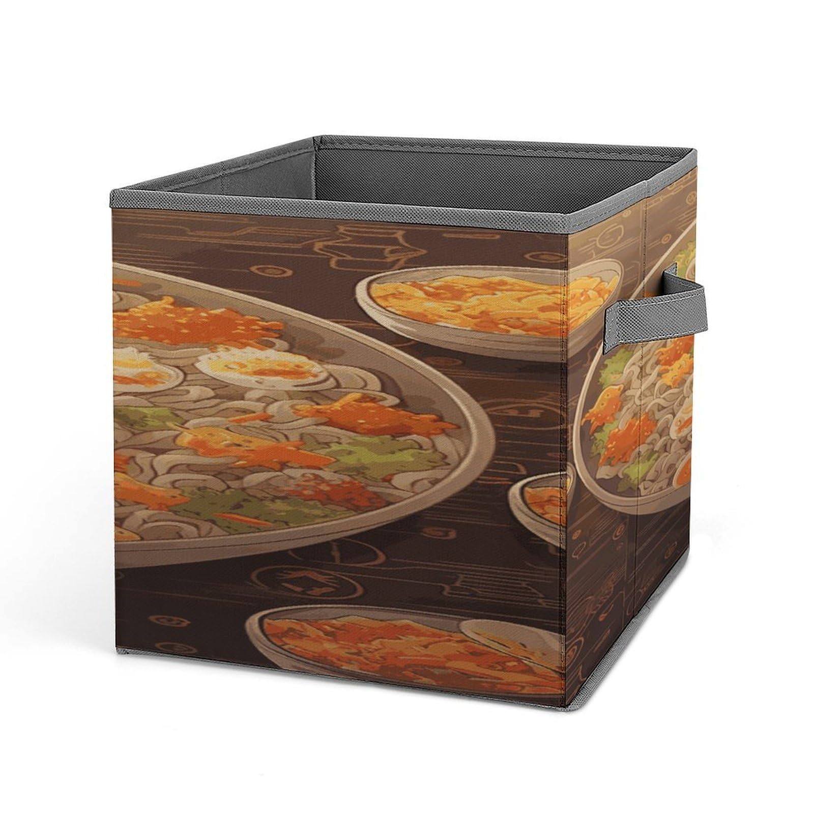 Fodpand Style Egg Cup Noodle Ramen Storage Cubes Foldable Decorative Fabric, Storage Bins Baskets With Handles, Closet Organizers And Storage For Home, Office,Closet, Clothes