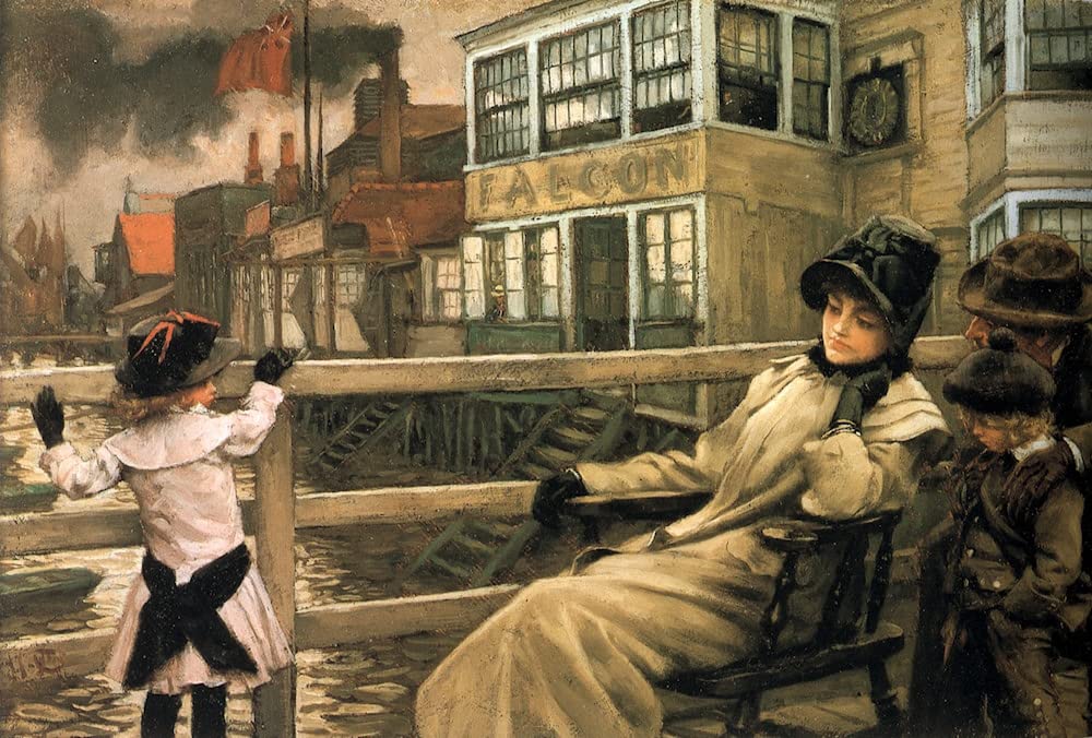 Posteriik No Frame Vintage Art Print Images Pictures Print Waiting For The Ferry Jacques Joseph Tissot Modern Colour Posters For Office Home Decor 60X90cm