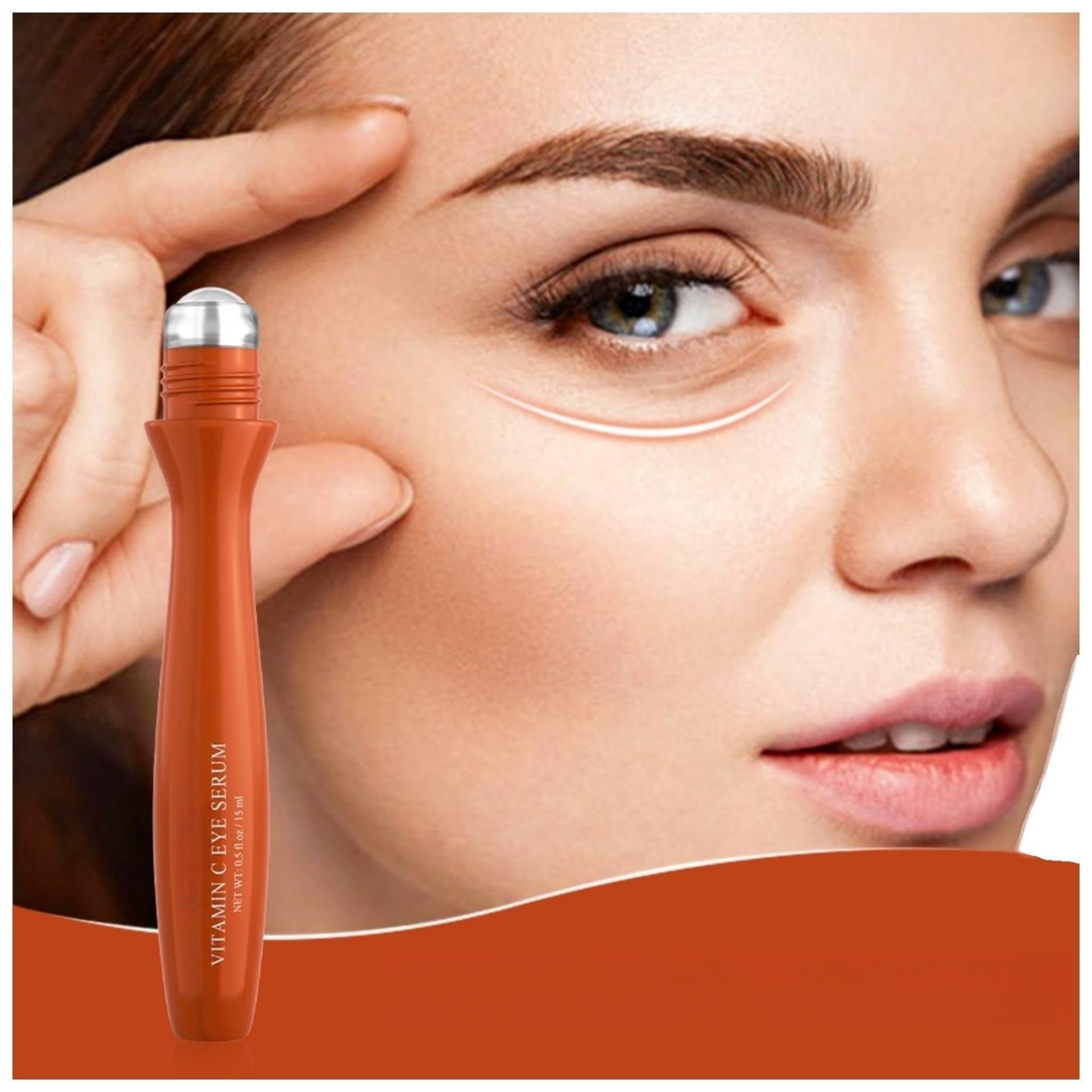 JDLYEVER Vitamin C Roll-On Eye Serum 15ml, Rollerball Applicator Hydrating Formula Firming Effects Lightweight & Non-Greasy, Perfect for Anyone Who Wants to Target The Delicate Skin Around Their Eyes