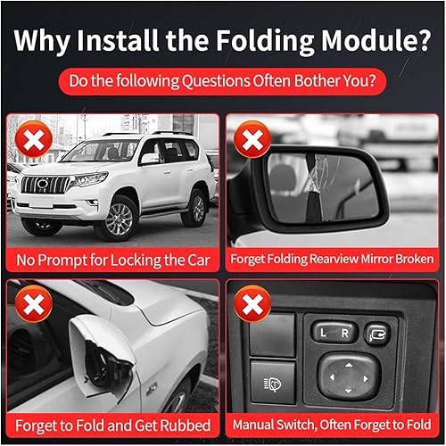 Miniatura 4 de Accesorio de modificación interior automática LC150 Espejo retrovisor actualizado plegable automático compatible con Toyota Land Cruiser Prado 150