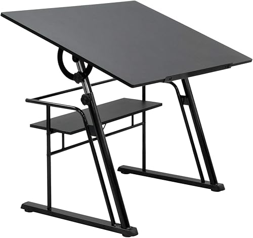 Miniatura 8 de Studio Designs Zenith Mesa de dibujo ajustable en altura con estante en negro, 42 pulgadas de ancho x 30 pulgadas de profundidad