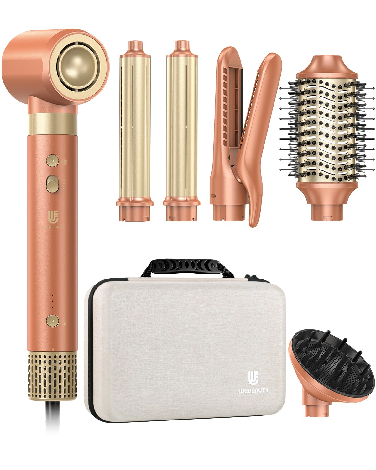 Dual Voltage webeauty 6 in 1 Hot Air Styler High-Speed Negative Ionic Hair Dryer with Auto Curlers Professional