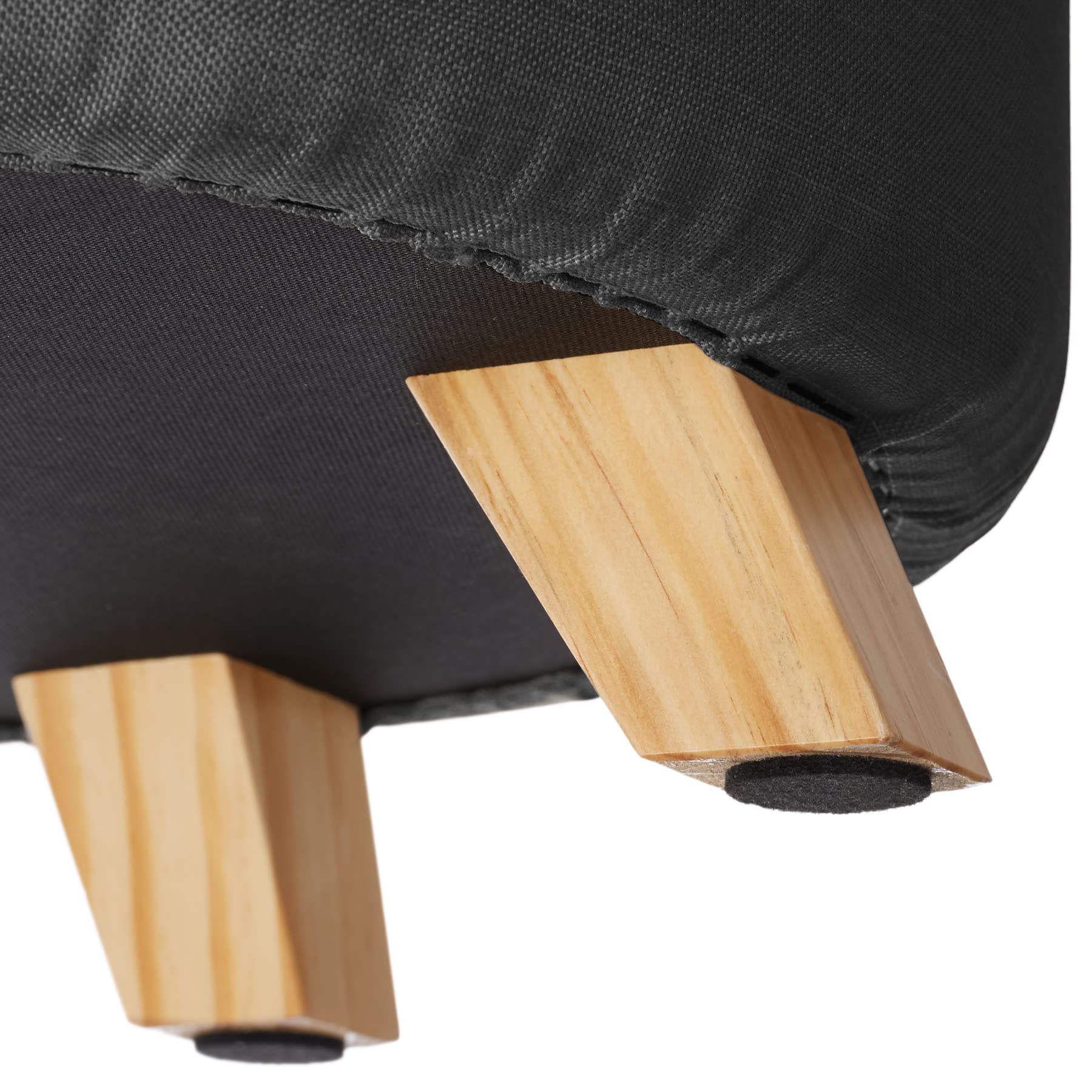 tectake® Puff Almacenaje con Acolchado Efecto Lino, Patas de Pino con Fieltro, Ideal como Puff Salon en Dormitorio, Taburete Reposapies o Taburete Tocador - 44,5 x 44,5 x 41,5 cm Gris Oscuro