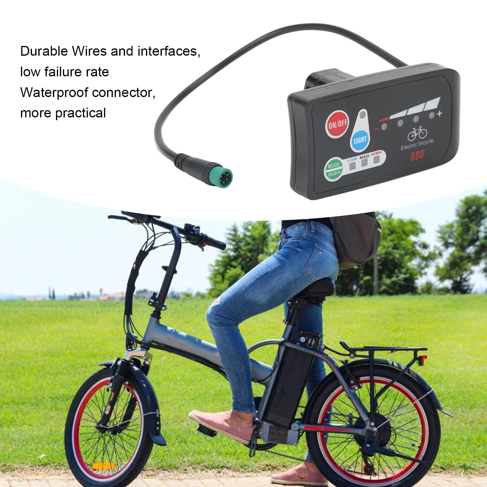 NutriEss Electric Bicycle Display Meter 36V LED Display Impermeable Connector Lightweight for Bicycle Modification (36V)