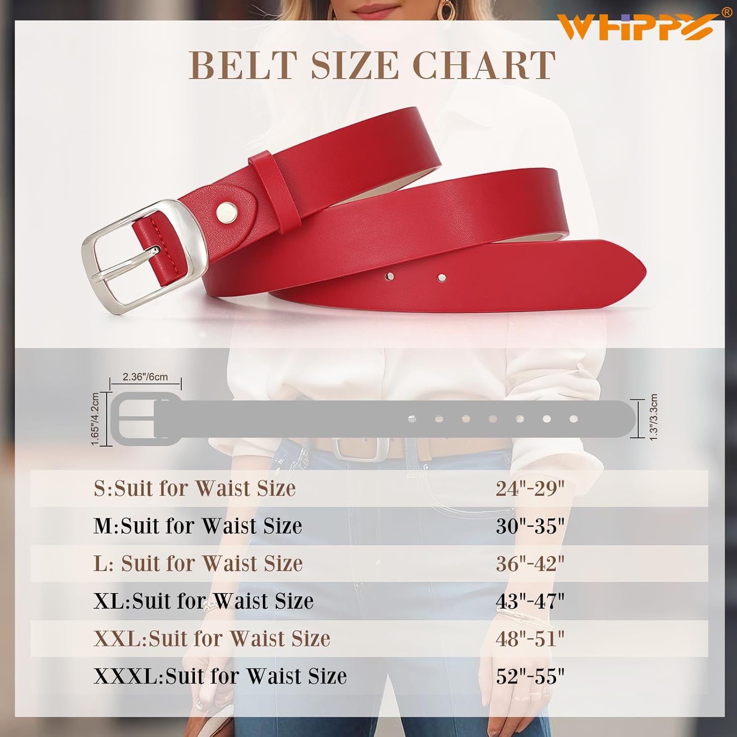 WHIPPY Women Leather Belts for Jeans Pants Fashion Dress Belt for Women with Solid Pin Buckle - Image 4