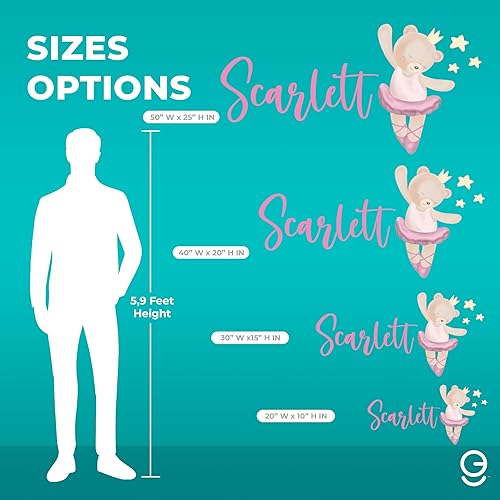 Miniatura 4 de Calcomanías de pared de oso de peluche con nombre personalizado I Cute Nursery Decor I Baby Girl Room Decor I Cursive Letters Wall Decal I Bear Wall