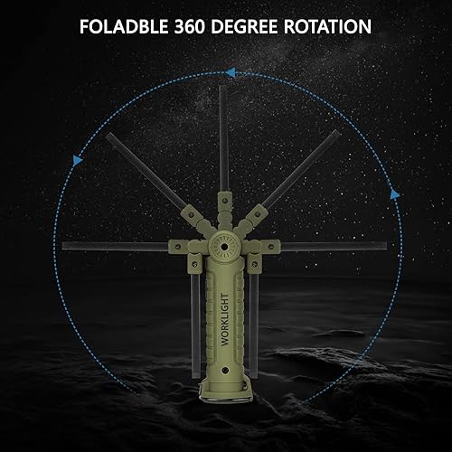 Miniatura 4 de Luz de trabajo LED, luces de trabajo recargables COB con base magnética, rotación de 360 y 5 modos de luz, linterna para reparación de automóviles y