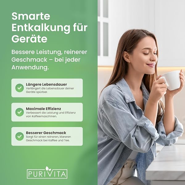 PURIVITA® Universal Entkalker Kaffeevollautomat [2x750ML] - Kaffeemaschinen Entkalker Flüssig - Flüssigentkalker Kaffeemaschine Reiniger - Kalkreiniger Kaffeevollautomaten - Für alle Kaffeeautomaten 1.5 l (1er Pack) - 4