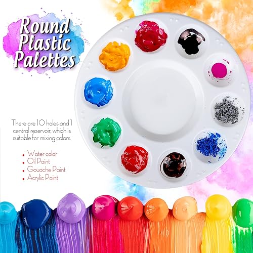 Miniatura 3 de FANDAMEI Paletas de bandeja de pintura redonda blanca, bandeja de paleta de pintura, paleta de bandeja de pintura de plástico, paletas de pintura