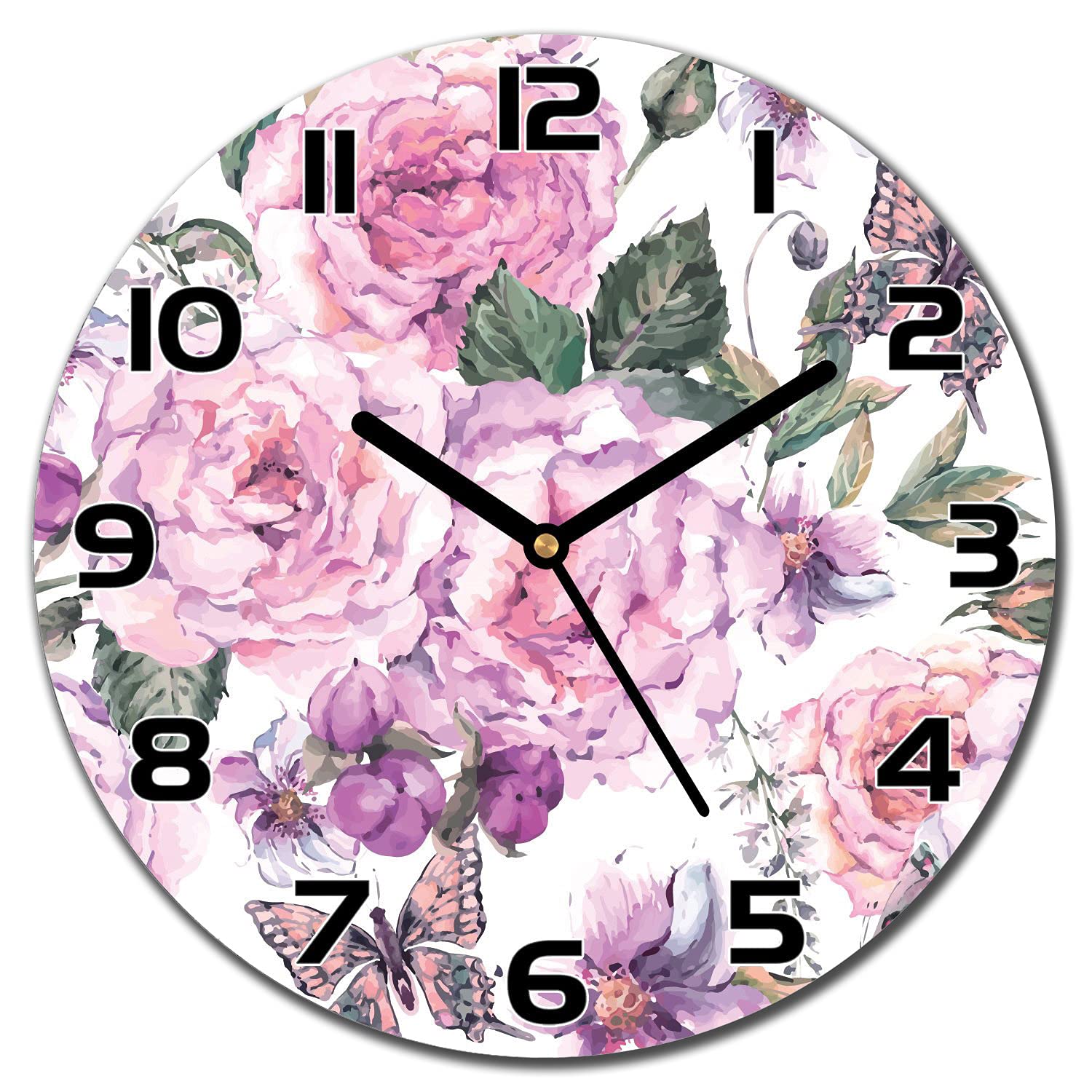 Horloge en verre cuisine salon moderne murale ronde 30 cm