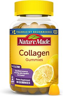 Nature Made Collagen Gummies with Vitamin C, Zinc & Biotin - Hydrolyzed Peptides for Skin Health, Lemon Flavor, 60 Ct 60-Day Supply