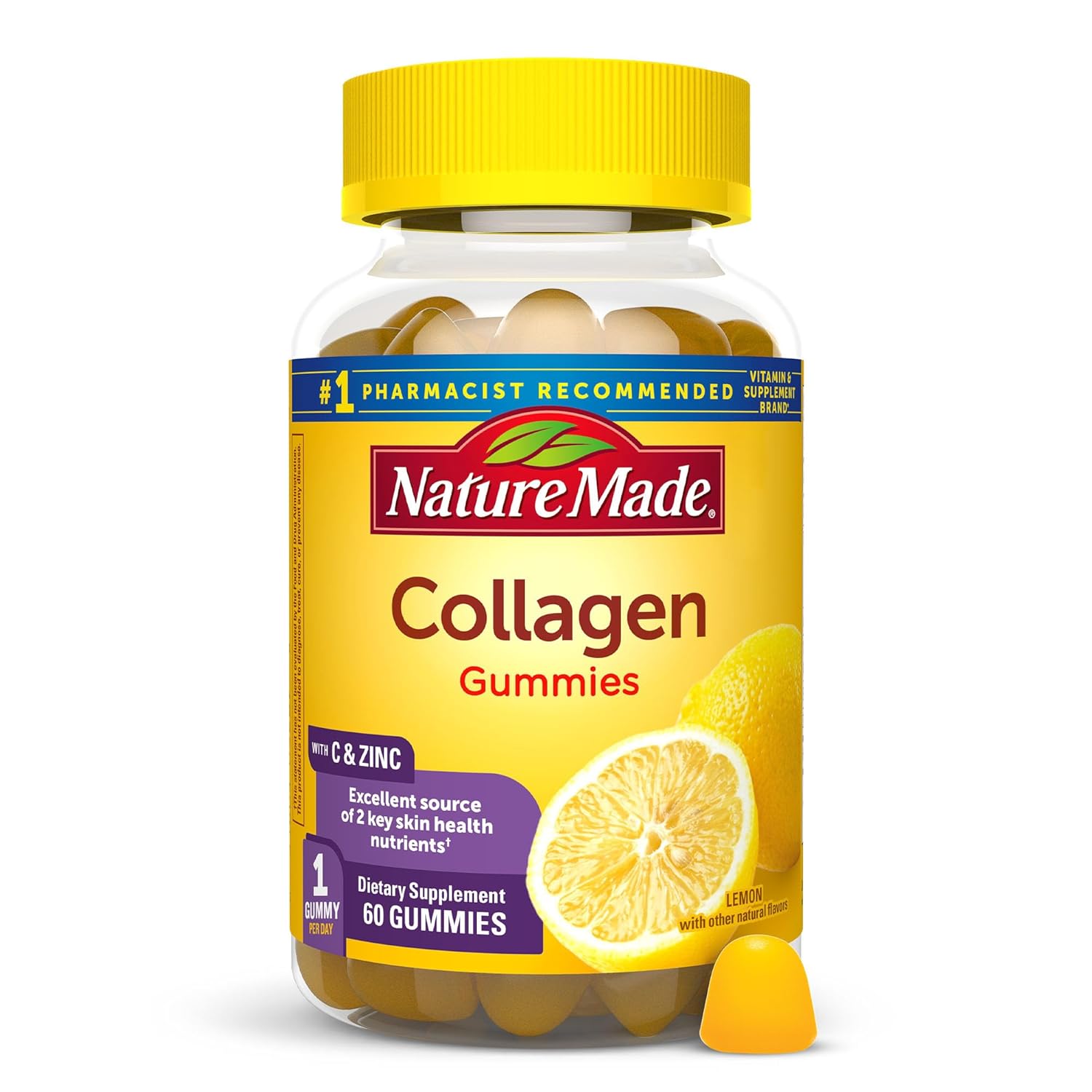 Nature Made Collagen Gummies with Vitamin C Zinc and Biotin Hydrolyzed Collagen Peptides Supplement for Healthy Skin Support
