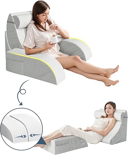 Miniatura 3 de Juego de almohadas de cuña de cama  5 almohadas ajustables para después de la cirugía, juego de almohadas ortopédicas de cuña para cabeza, cuello,