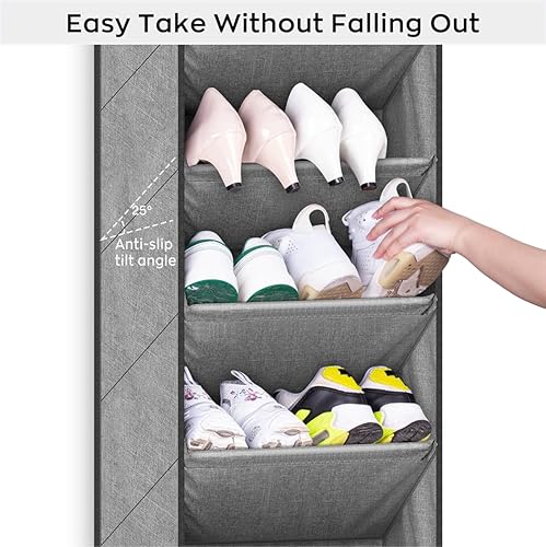 Miniatura 6 de SLEEPING LAMB Organizador de zapatos sobre la puerta para armario con grandes bolsillos profundos, zapatero estrecho para guardar botas colgantes en