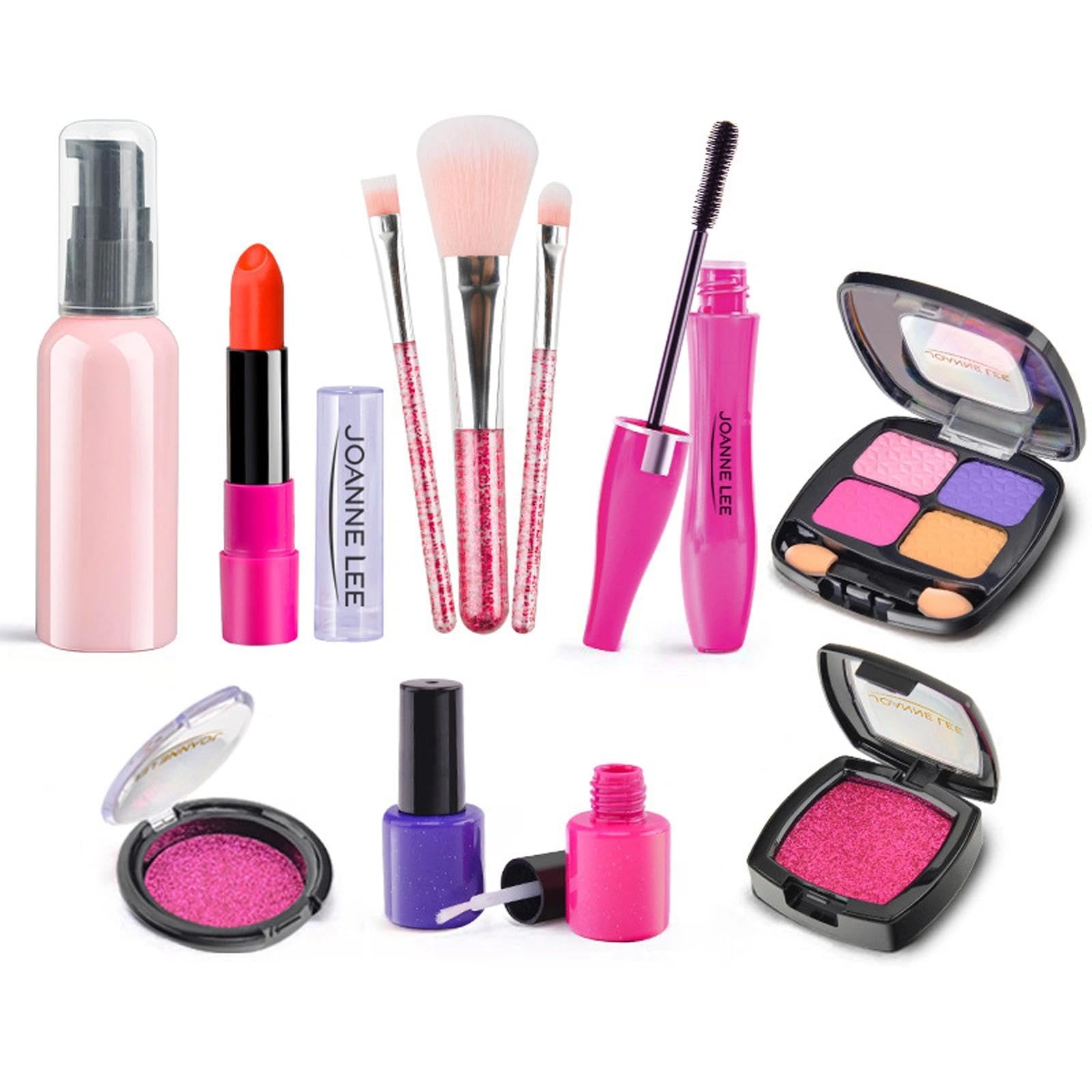 OKMIJN Pretend Makeup Toy Set for Girls with 11 Realistic Accessories, Fake Beauty Role Play Kit, Princess Pretend Make Up & Nail Polish Accessories, Birthday Gift Toys for Girls
