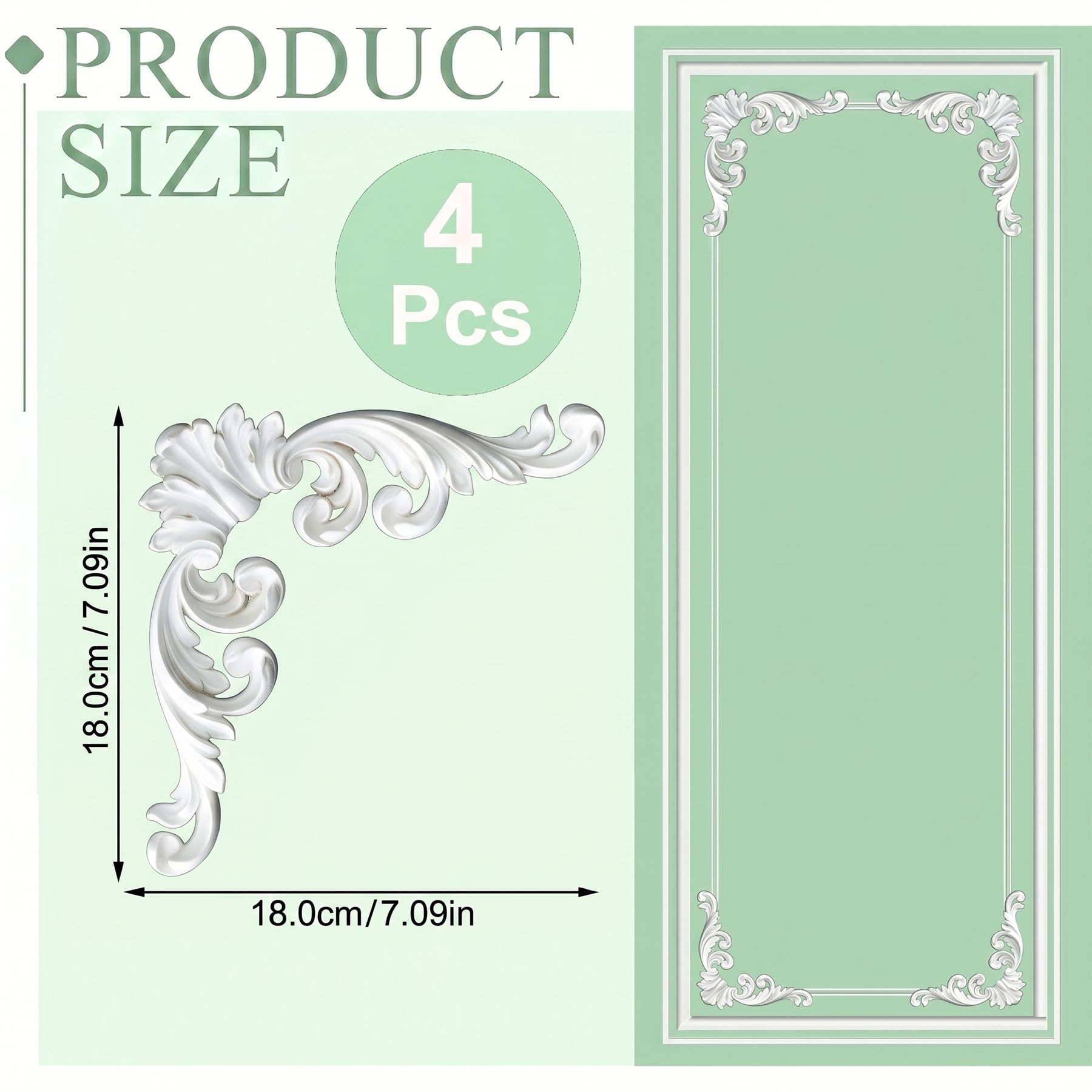 4 PCS Angolari Decorativi per Pareti E Soffitti in PU Modanature Angolari 3D con Decorazioni Floreali Profili Decorativi Verniciabili per Cornici E Angoli Elegante Finitura