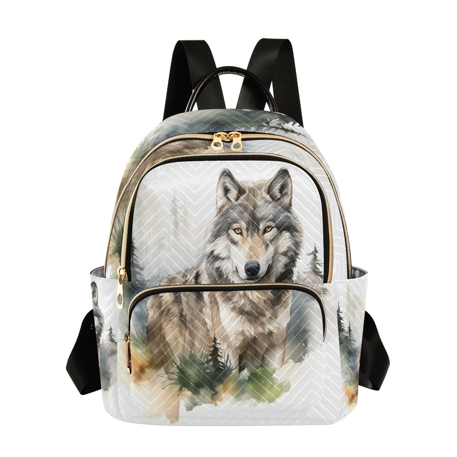 ALAZA Forest Wolf Small Backpack Purse for Women Travel Bag Lightweight Shoulder Bag Fashion Daypack