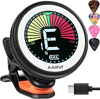 Vista 10 de Afinador de guitarra con clip, paquete de 2 unidades para todos los instrumentos, guitarra acústica/eléctrica, ukelele, bajo, violín, banjo