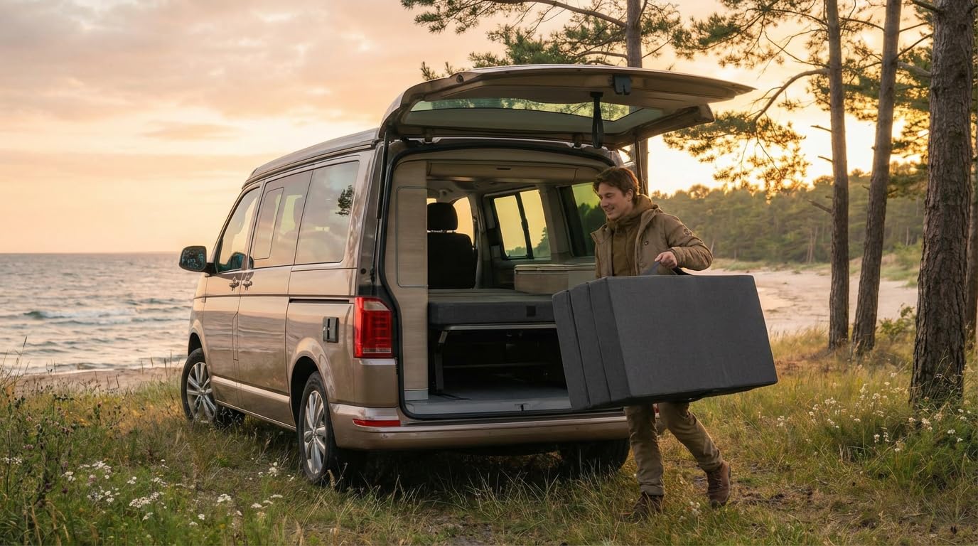 DecorQUALITY - Colchon Plegable Camper 150 x190 x10 cm, Colchón Plegable Suelo – para Furgonetas Camper, Cama Invitados, Camión o Caravana