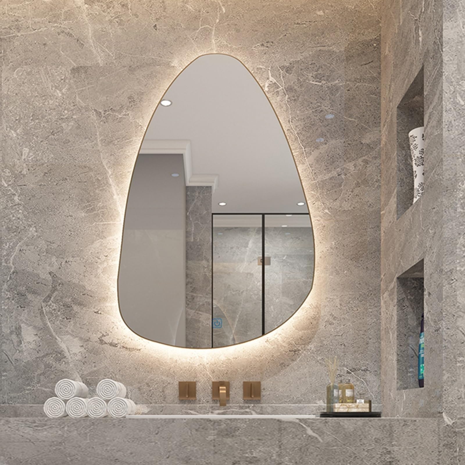 Specchio Bagno Intelligente A LED con Luce Regolabile A Tre Colori, Specchio per Il Trucco Illuminato Specchio Retroilluminato Dimmerabile Specchio da Parete, Diametro: 50 Cm, 60 Cm, 70 Cm, 80 Cm