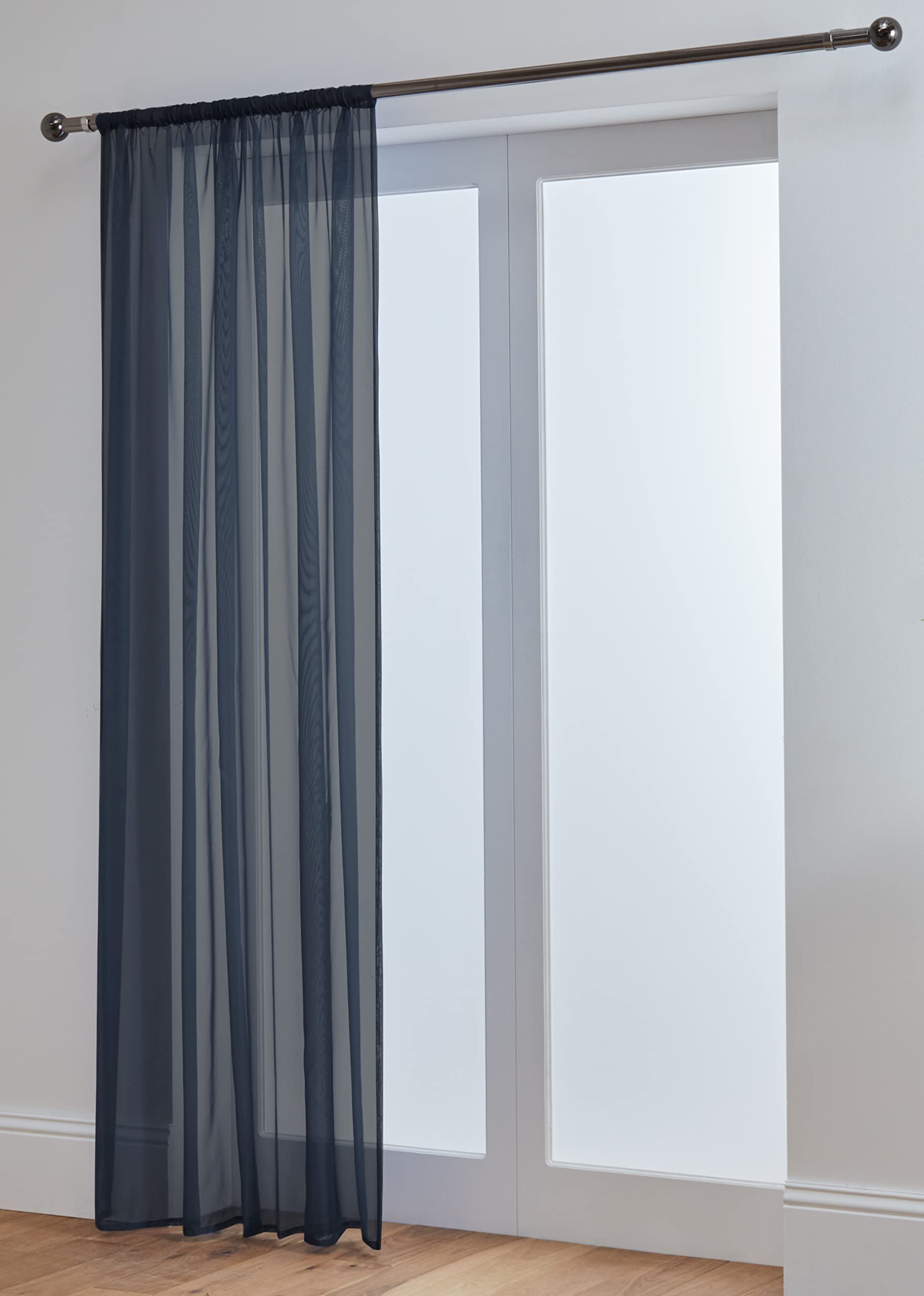 John Aird Lucy Voile Curtains - Rod Pocket Slot Top - Net Curtains - 1 Panel (Black, 58" Wide x 36" Drop) — image 1
