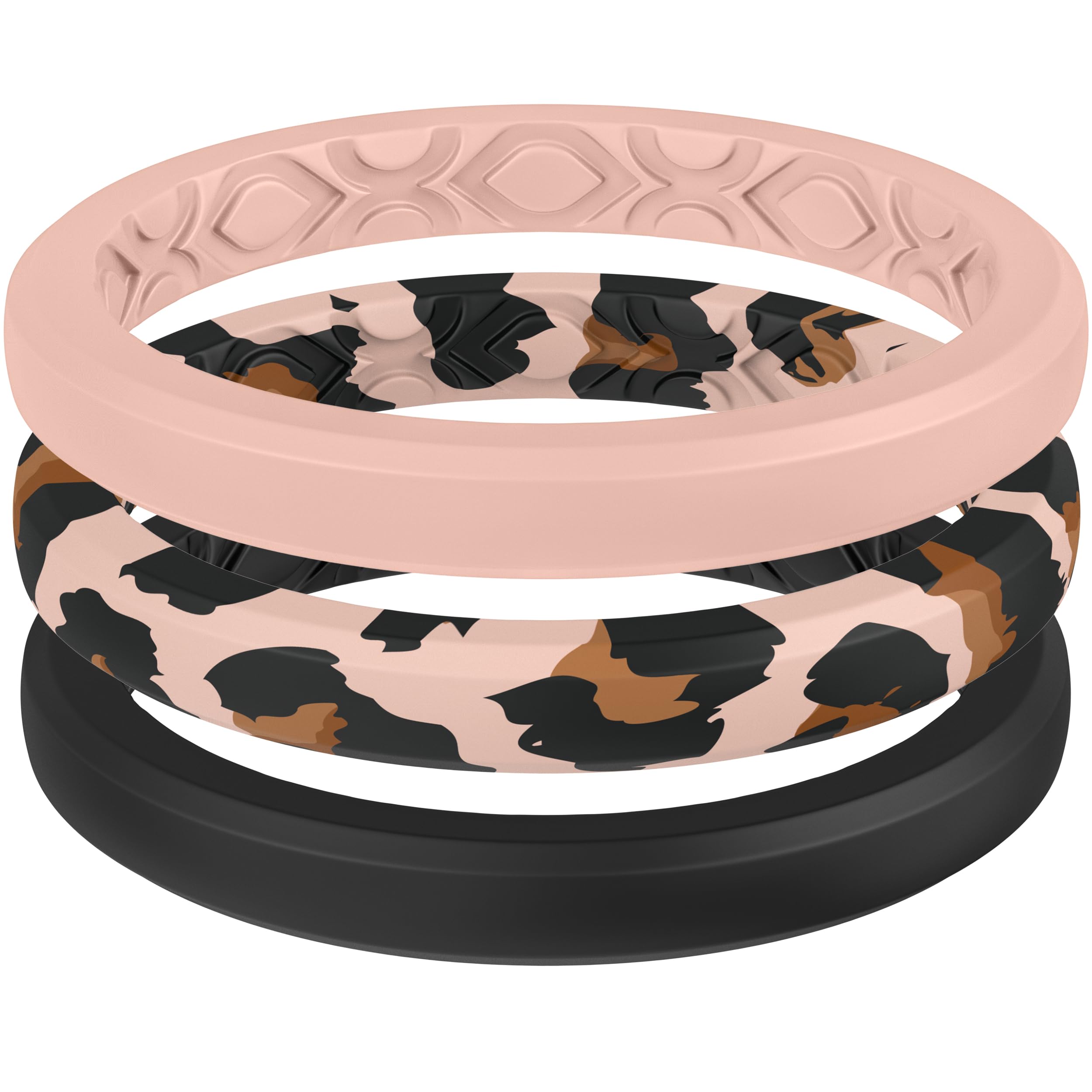 ThunderFit Stackable Silicone Ring Enhancers for Women, Breathable Rubber Wedding Bands - Braided Design 3mm Wide 1.8mm Thick - 3/8 Variety Multipack