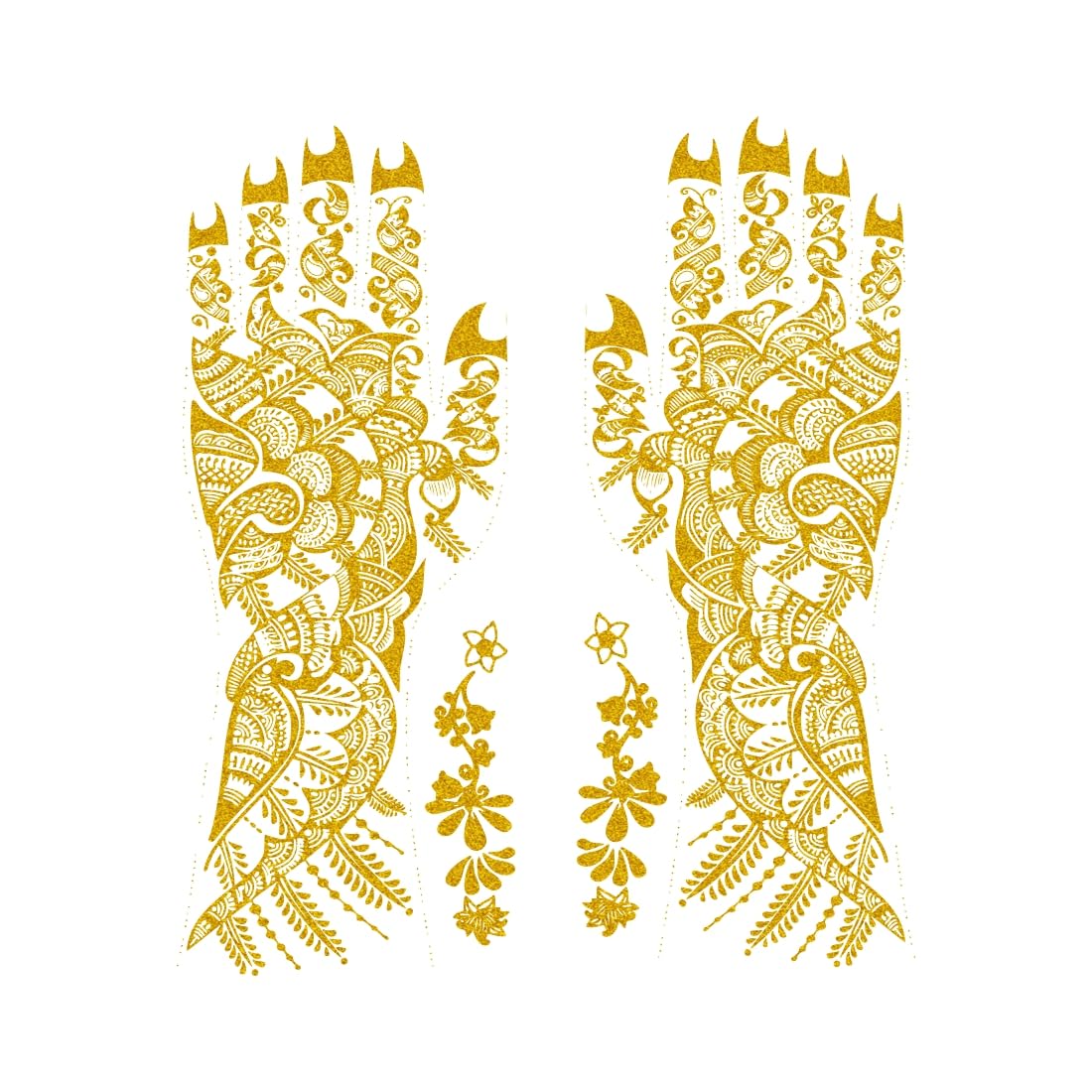 Temporary Tattoowala Full Hand Flowers & Leaf Golden Mehndi Design For All Festivals, Time Saving Simple Golden Mehndi Sticker For Girls & Women-image-33