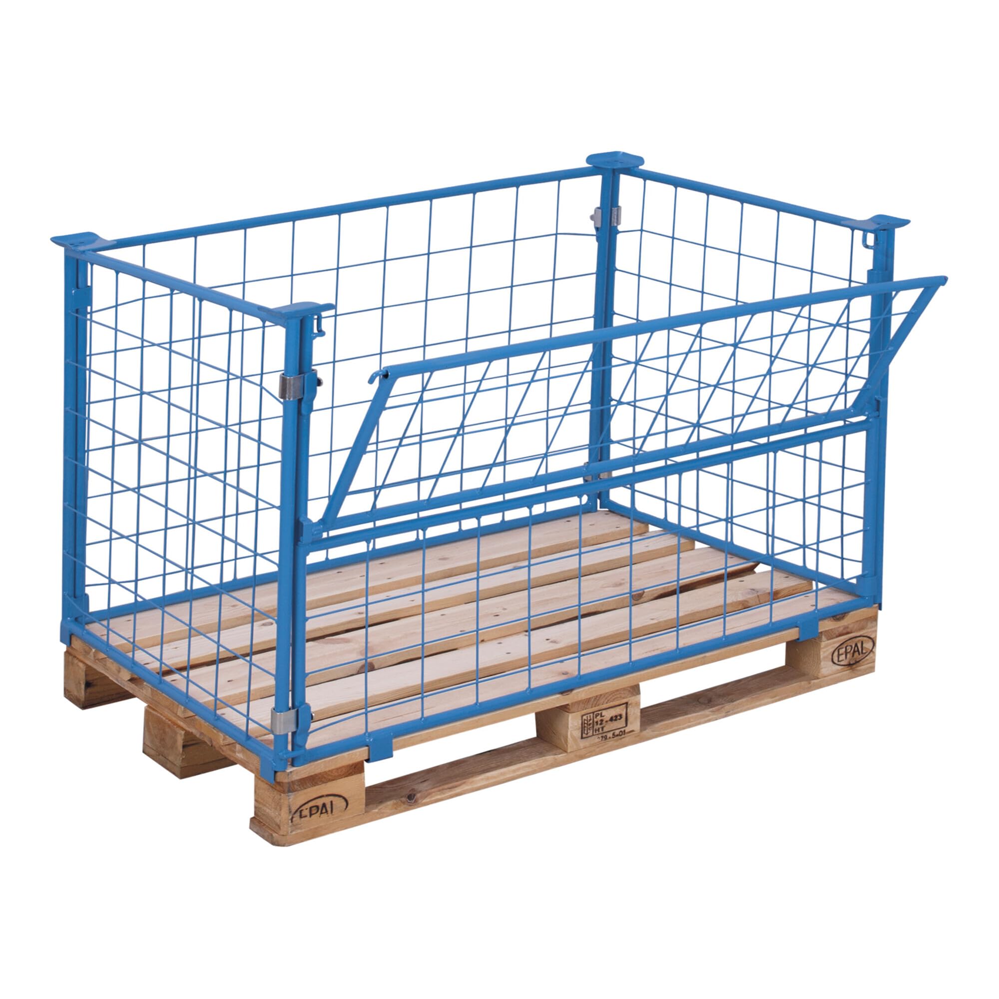 Palettenaufsatz, Typ 64 Höhe 1000 mm, für Paletten 800x1200 mm, Auflast 1000 kg, RAL 5012 lichtblau