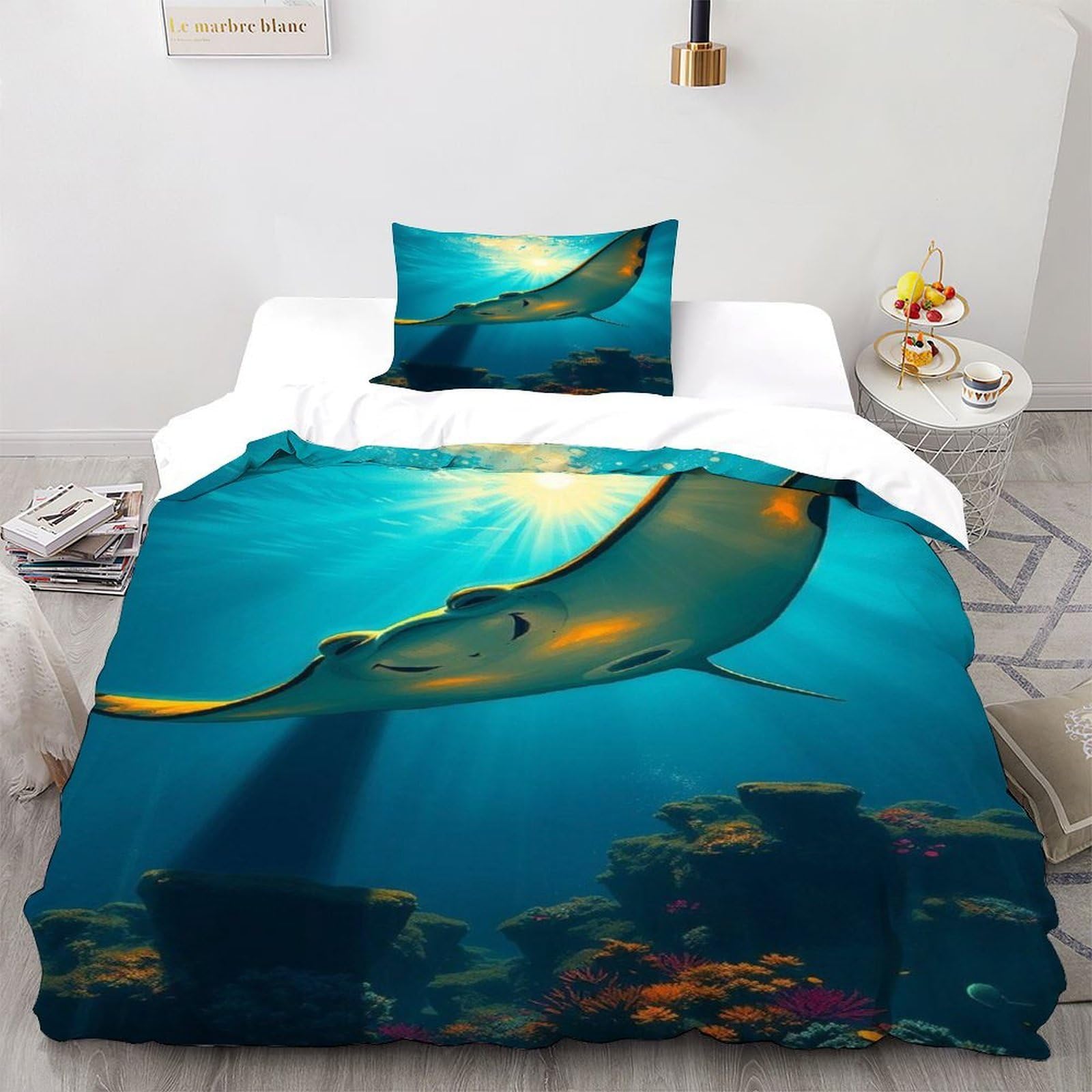 Housse de couette marine manta ray évadez-vous au cœur des océans parure de lit