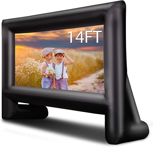 OUTTOY 14 Feet Inflatable Projector Screens, Inflatable Movie Screen Outdoor Blow Up Movie Screens Supports Front and Rear...