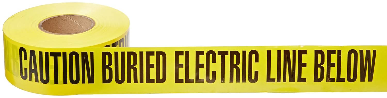 NSI ULT-326 Underground Line Tape, Legend "Caution Buried Electric Line Below", 1000" Length, 3" Width, Yellow