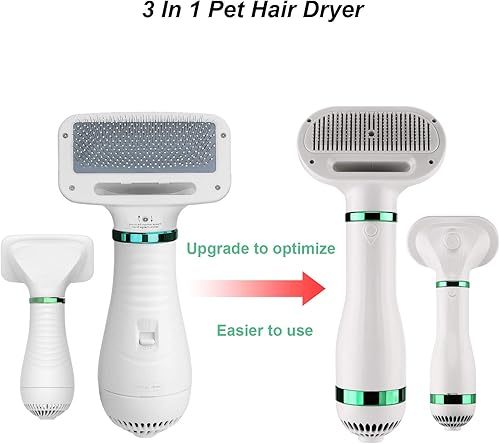 Miniatura 2 de Ownpets Secador de pelo para mascotas 3 en 1, soplador portátil de aseo para perros con cepillo deslizante, temperatura ajustable y toalla de secado