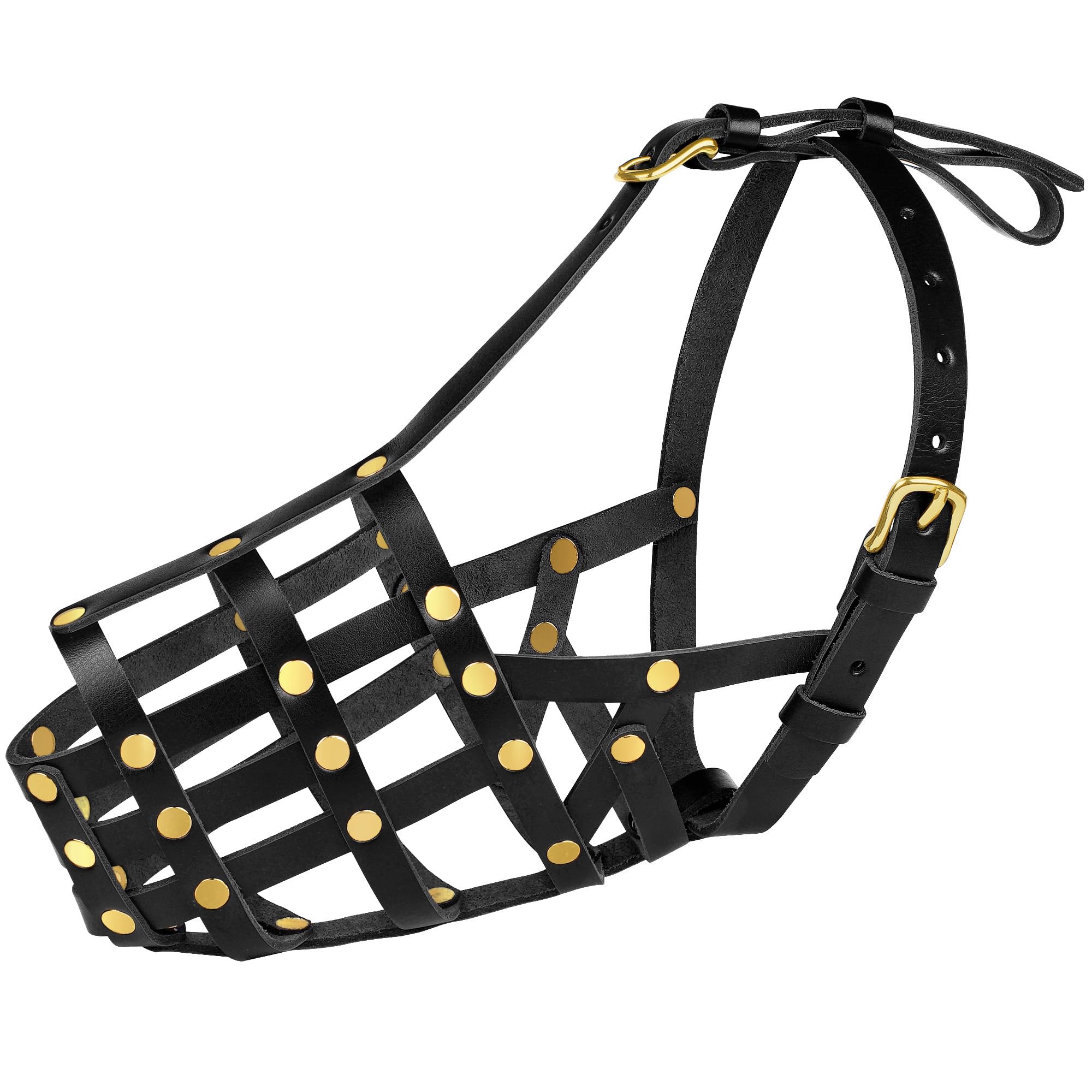 OOPSDOGGY Doberman - Bozal para perros grandes, bozal de cuero transpirable seguro para razas grandes, pastor alemán husky, evita mordeduras, no mastica, ajustable (negro)