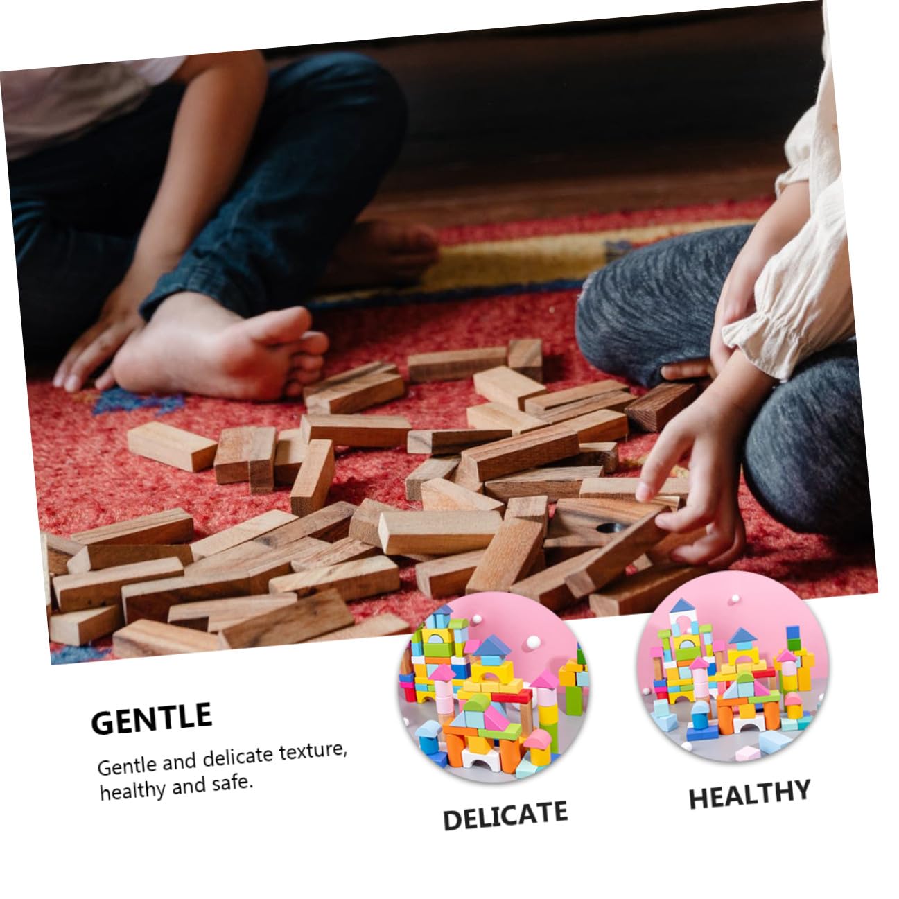 BESPORTBLE Juego de 100 Bloques de Madera Geométricos para Juguetes de Construcción Educativos para Bebés y Pequeños Set de Piezas Ecológicas para Desarrollo Creativo y Habilidades