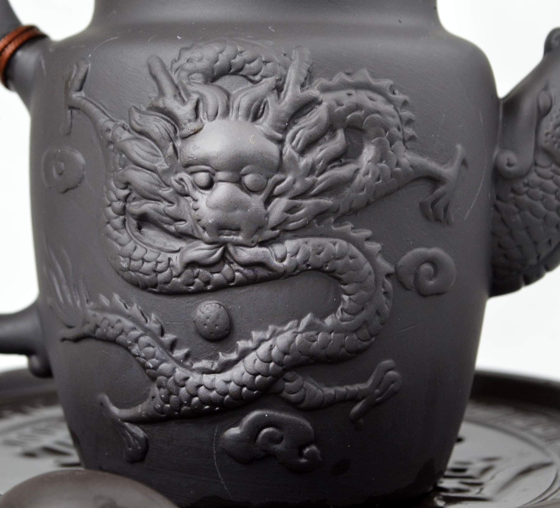Chiński czajniczek do herbaty Gongfu, duży, 600 ml, filtr Dragon ze stali nierdzewnej do herbaty sypanej (czarny)