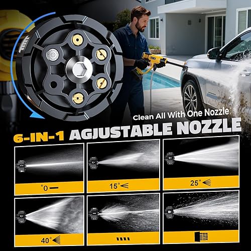 Miniatura 7 de Lavadora a presión inalámbrica compatible con batería DeWalt de 20 V, Ecarke 800 PSI Lavadora portátil de mano con boquilla 6 en 1 cañón de espuma