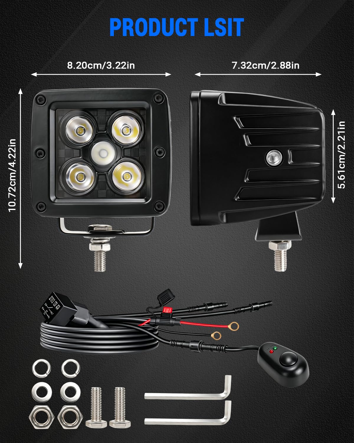 SUPAREE Offroad Zusatzscheinwerfer Led Offroad Scheinwerfer 12V IP67 3000LM