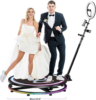 360 Photo Booth Machine with Software APP Remote Control for Parties People to Stand on Free Customize Logo - JIYANG Auto Slow Motion Rotating (31.5")
