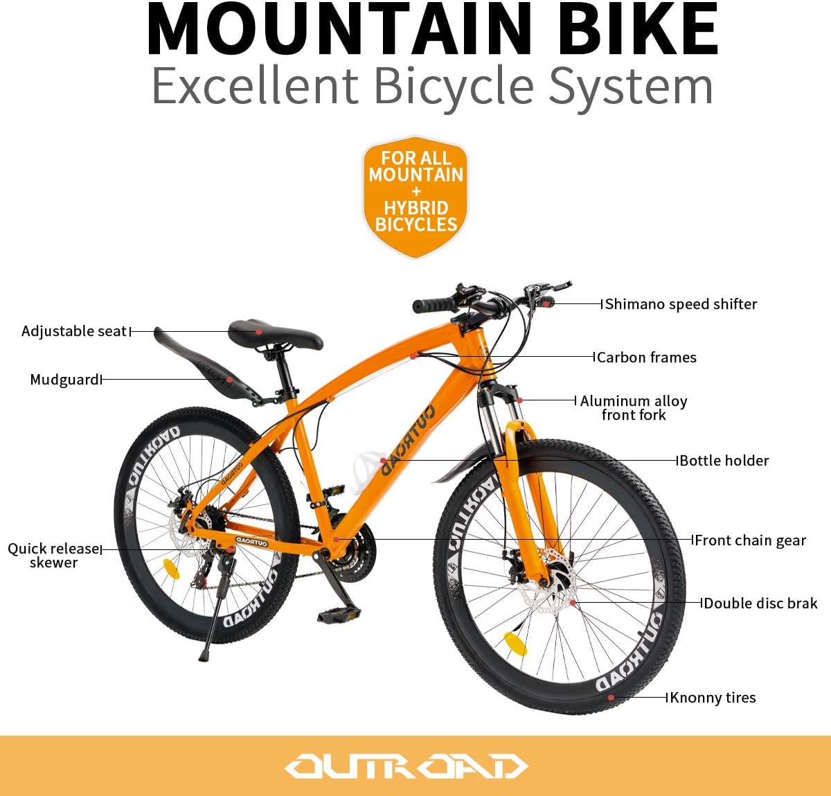 Max4out Mountain Bike 20/26/27.5 Inch Wheel 7/21 Speed Mountain Bicycle for Men and Women, High Carbon Steel Frame Road Bike with Daul Disc Brakes : Sports & Outdoors