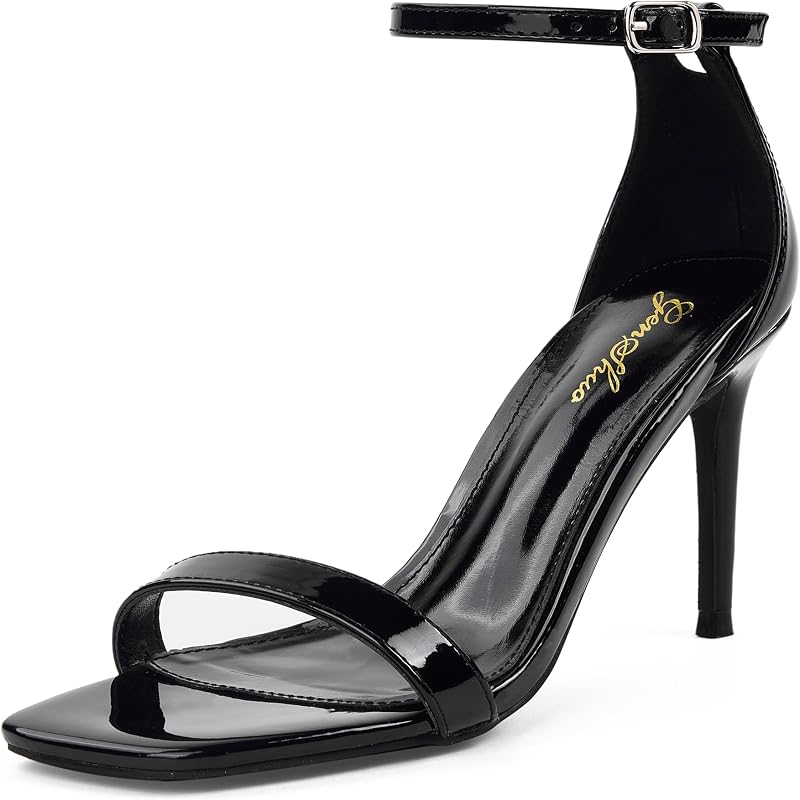 Women's Heeled Sandals Dressy Strappy Stiletto High Heels 3 Inch Square Open Toe Ankle Strap Buckle Sexy Prom Wedding Dress Shoes Ankle Wrap