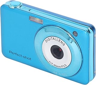 Câmera digital, 2,7" 4K 48MP IPS Vlogging Selfie câmera de tela dupla com zoom digital 8x, luz de preenchimento integrada, câmera de vídeo digital WiFi 750mAh para crianças adolescentes (azul)