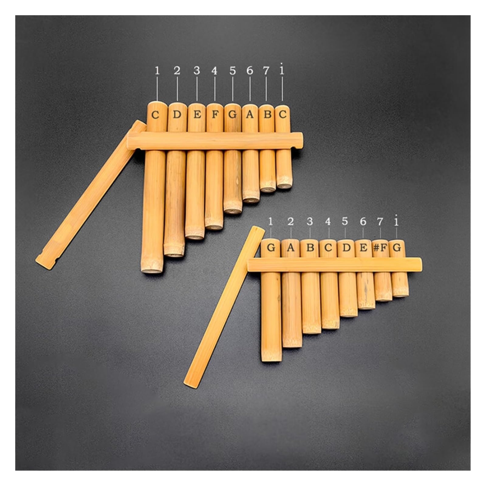 Panflöte Geschälte selbstgemachte DIY-Mini-Panflöte mit 8 Röhren Bitterbambus-Panflöte Bambusabschnitt G/C-Melodie geeignet für Anfänger(G)