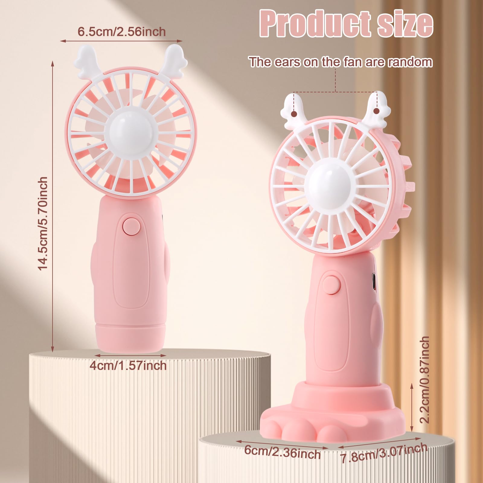 Ventilateur De Poche USB Avec Lumière - 3 Vitesses Réglables | Portable Et Rechargeable | Pour Bureau Et Voyage