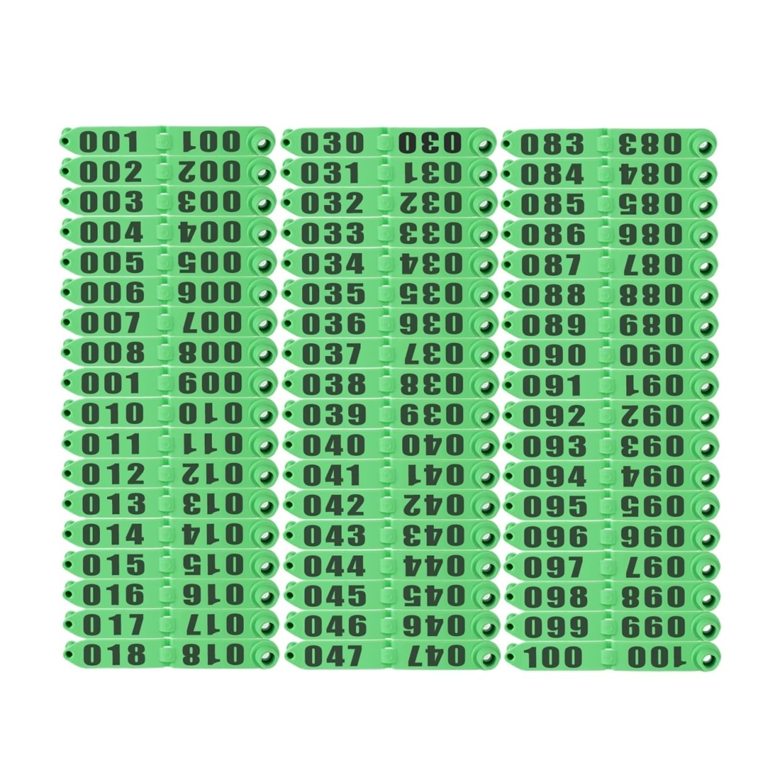 Set di 100 etichette per orecchie per bestiame, animali da fattoria, in plastica TPU, marcatori per cani, conigli, pecore, etichette laser per identificazione di bovini, mucche, maiali (verde)