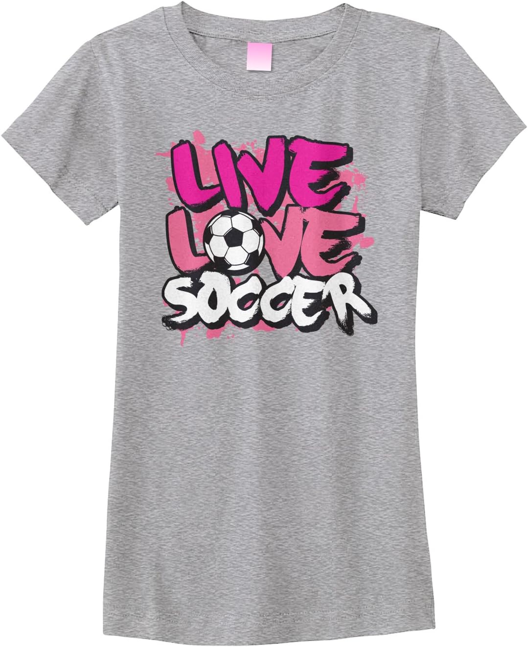 Threadrock Big Girls' Live Love Soccer Fitted T-Shirt